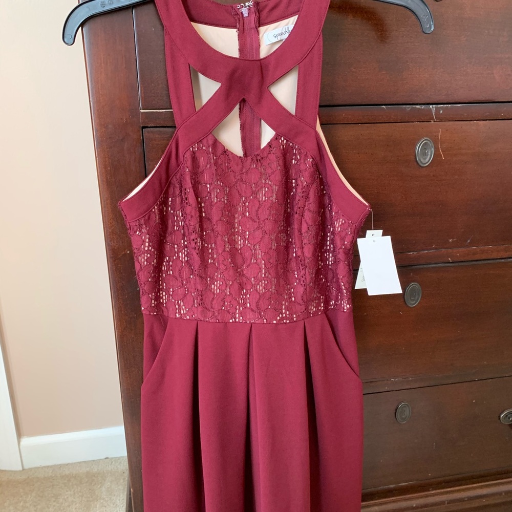 Brand New Red Lace Dress with Pockets